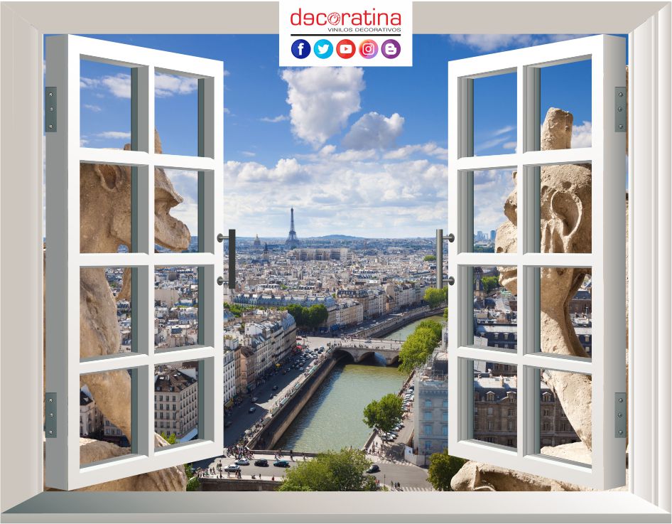 Vinilo Decorativo Ventana 3D Vistas de París – DECORATINA VINILOS TIENDA