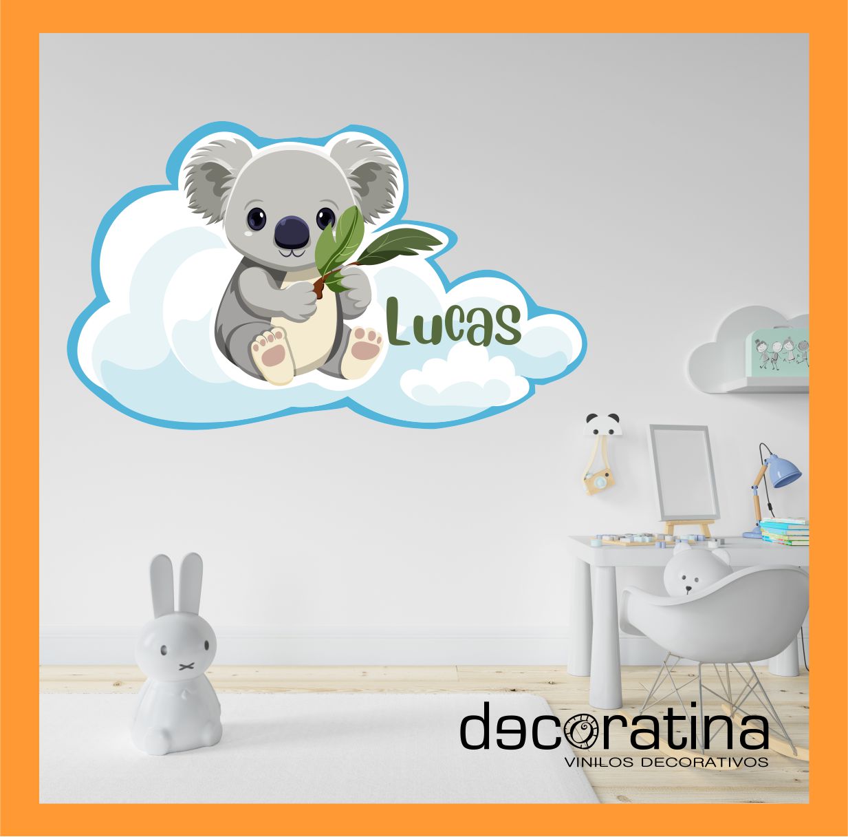 vinilo Decorativo Infantil  Koala en las nubes – DECORATINA VINILOS TIENDA