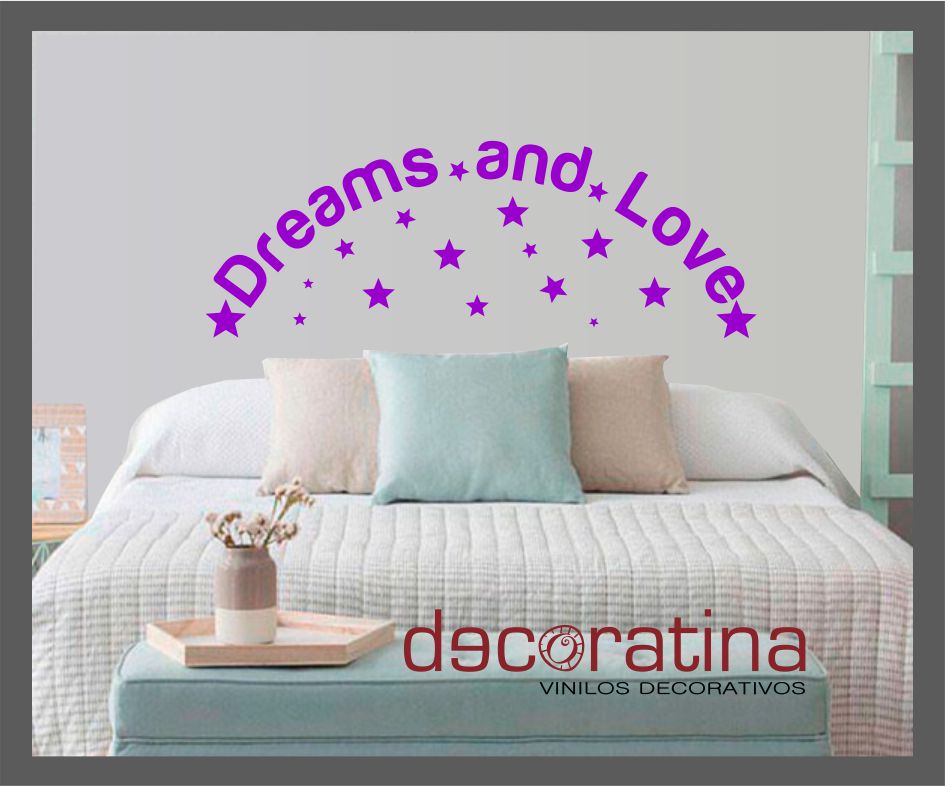 Vinilo Decorativo cabezal cama "Dreams and love"