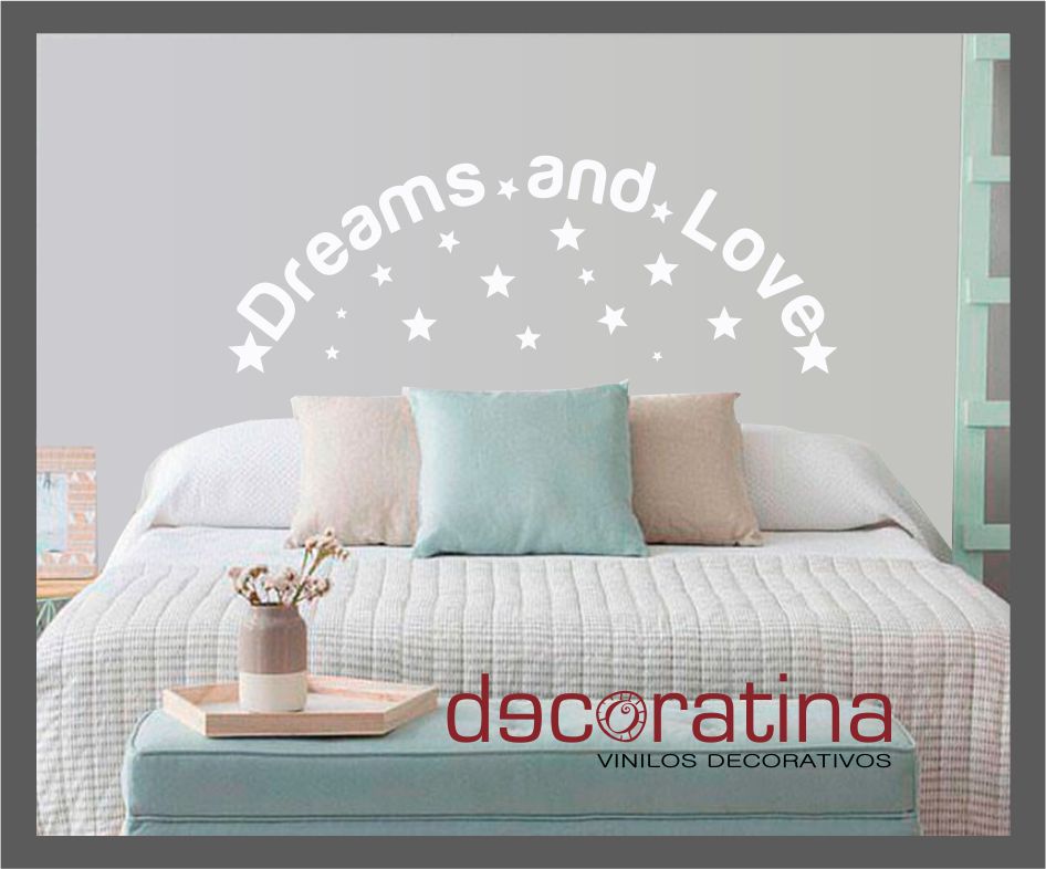 Vinilo Decorativo cabezal cama "Dreams and love"