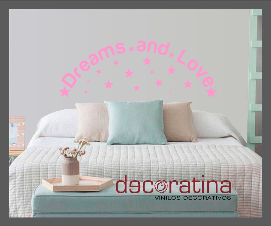 Vinilo Decorativo cabezal cama "Dreams and love"