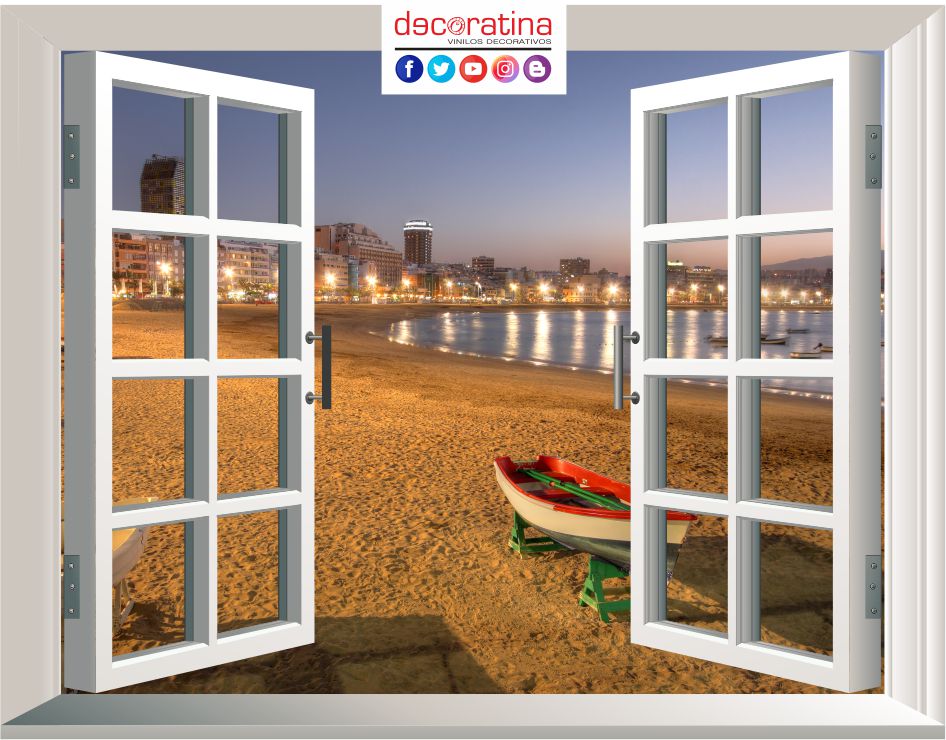 Vinilo Decorativo Ventana 3D "Las Barcas Playa de las Canteras"