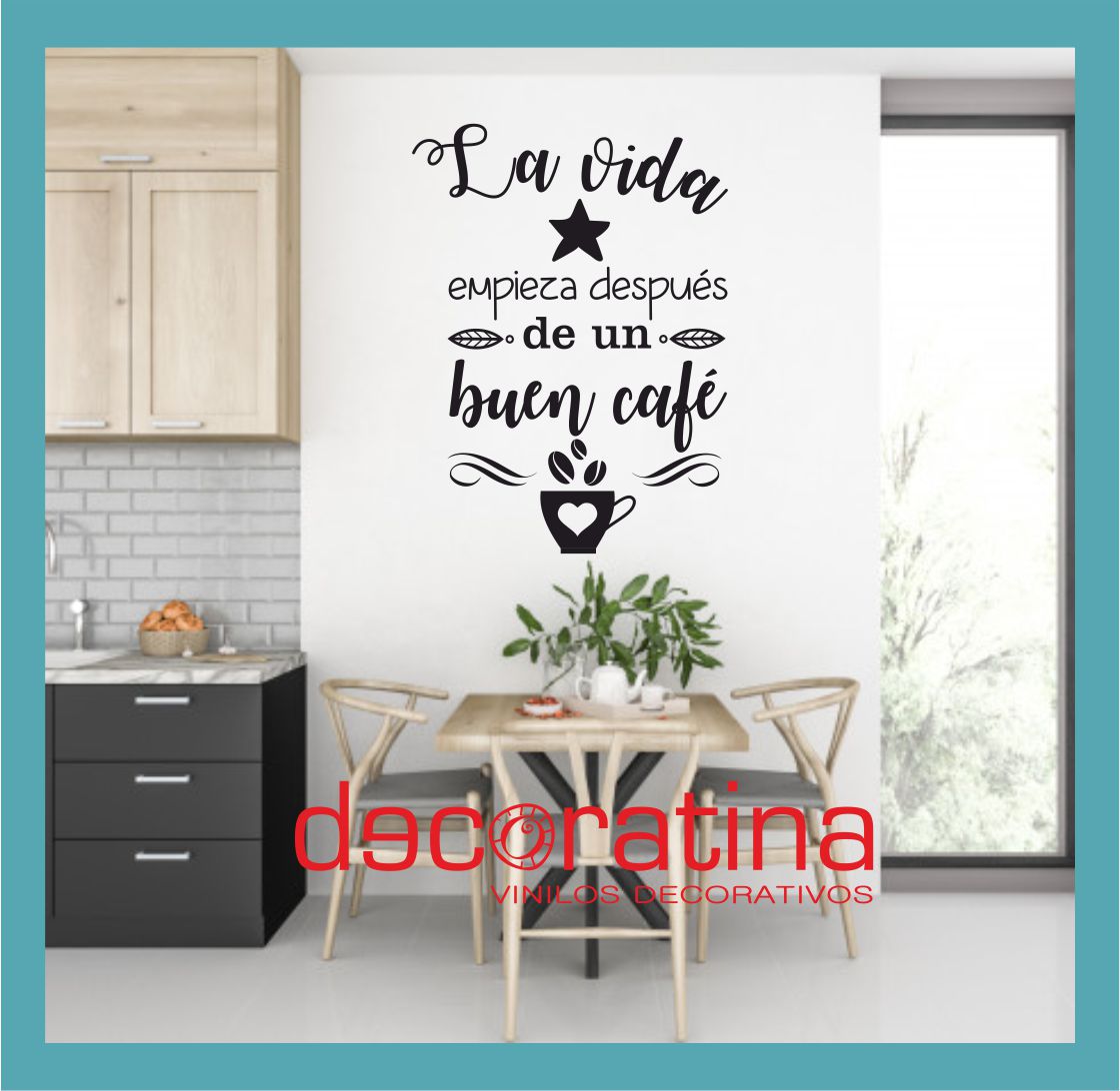 Vinilo Decorativo frase "La vida empieza después de un café"