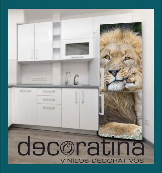 Vinilo Decorativo Nevera "Leona y bebé"
