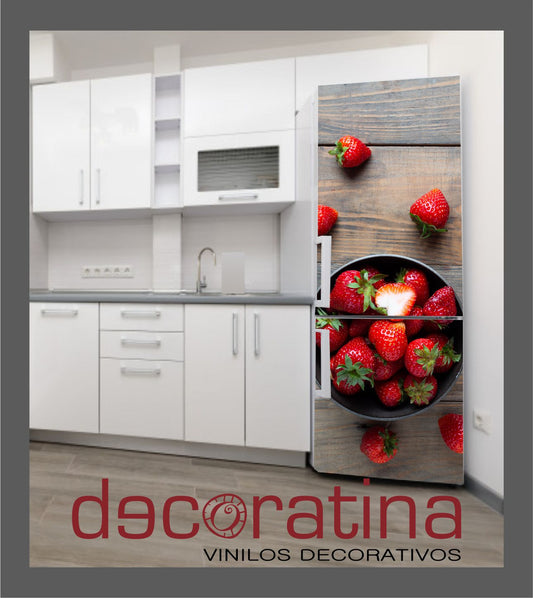 vinilo decorativo Nevera "Bol de Fresas"