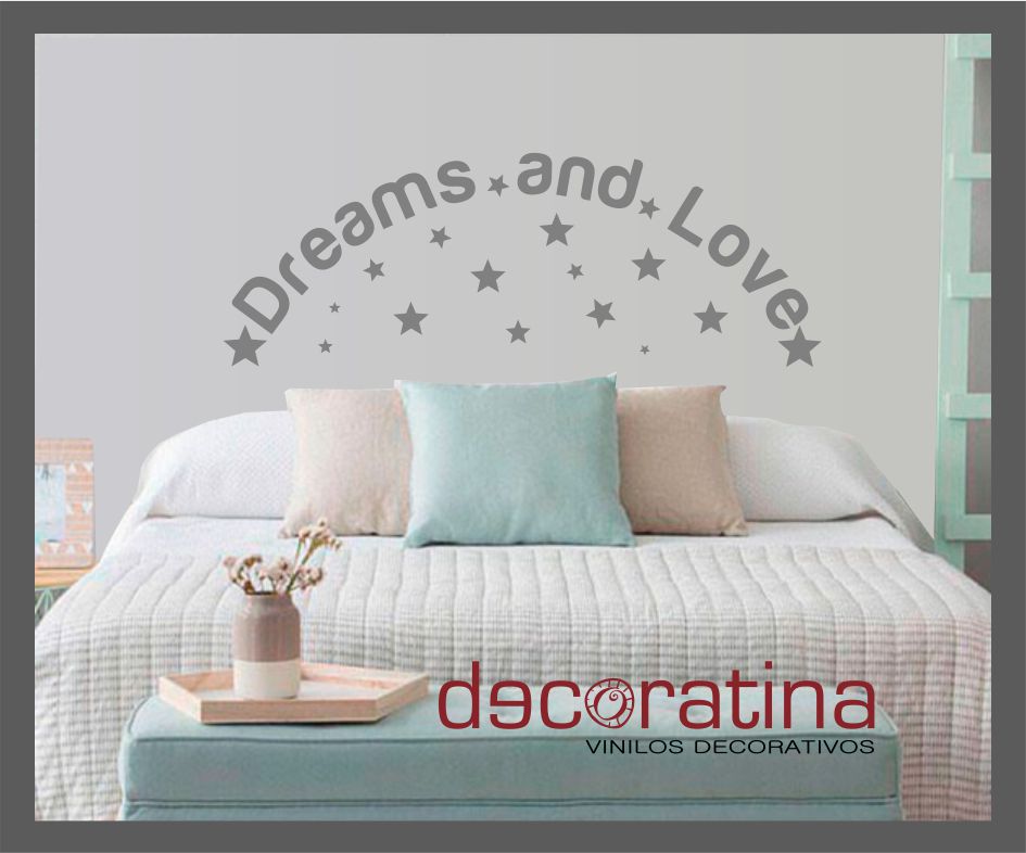 Vinilo Decorativo cabezal cama "Dreams and love"