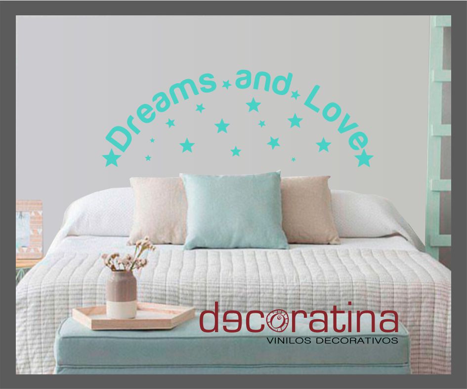 Vinilo Decorativo cabezal cama "Dreams and love"