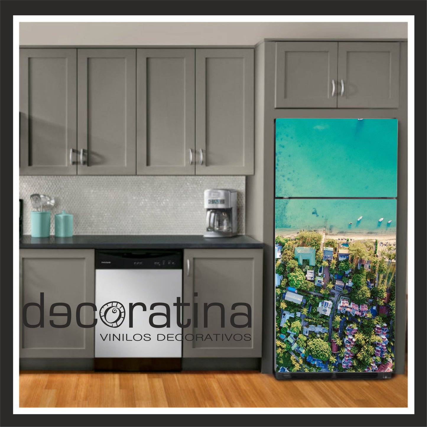 Vinilo Decorativo Nevera "Cenital Playa Blanca"