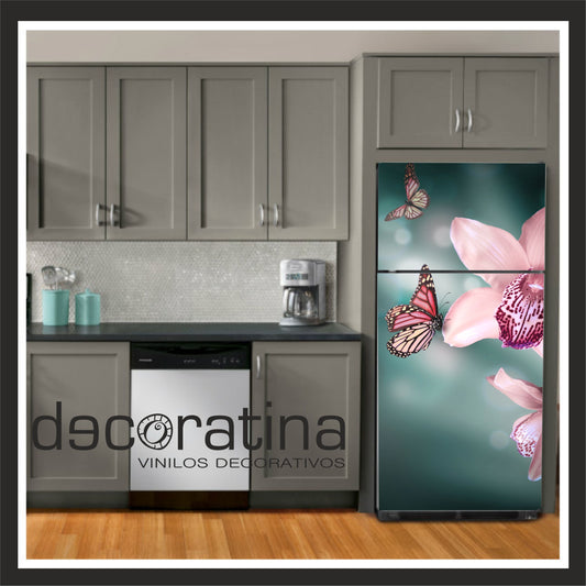 Vinilo Decorativo Nevera "Orquídea Mariposa"
